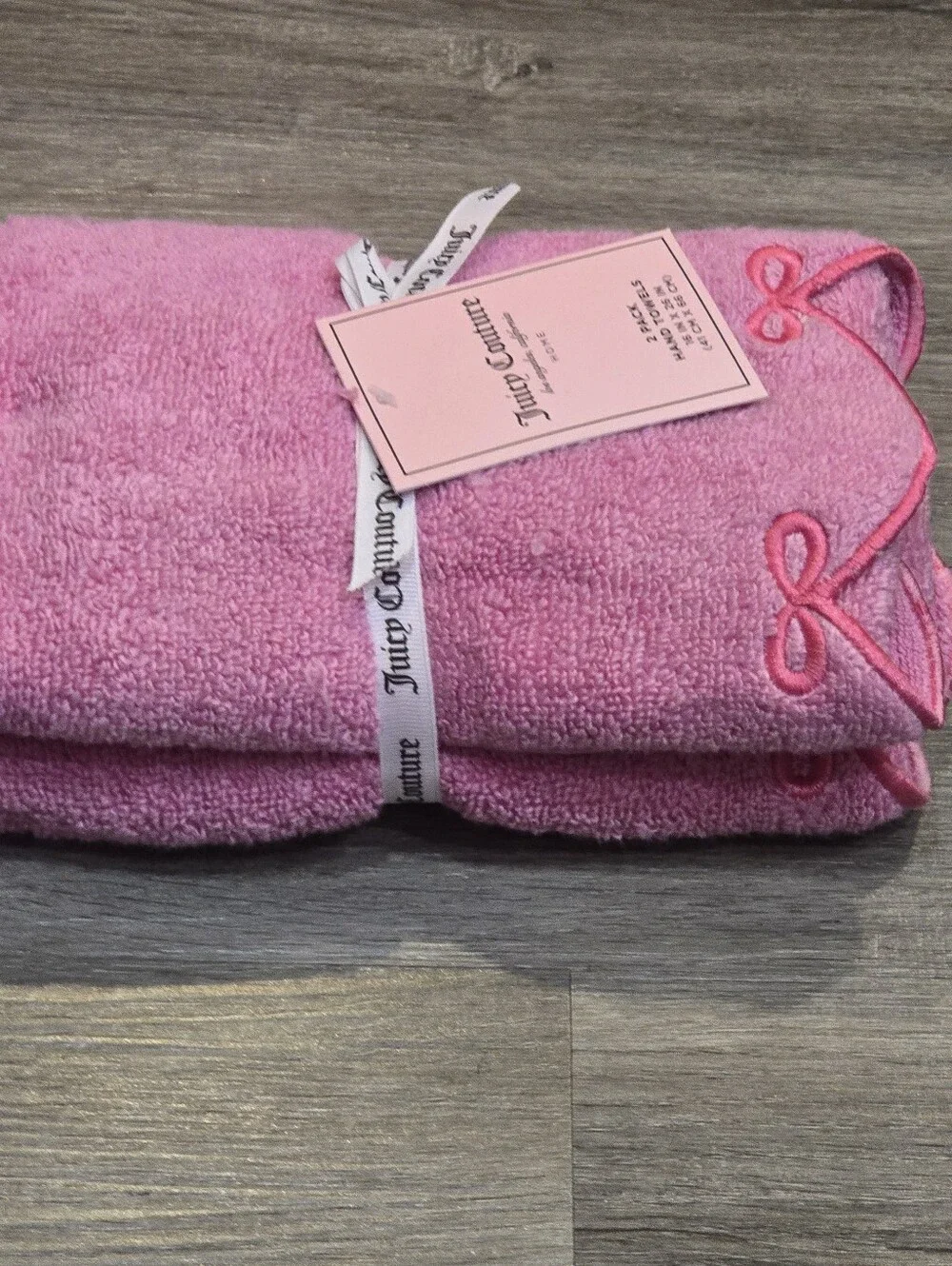 Juicy Couture Home Bow Trim Scalloped Hand Towel Set